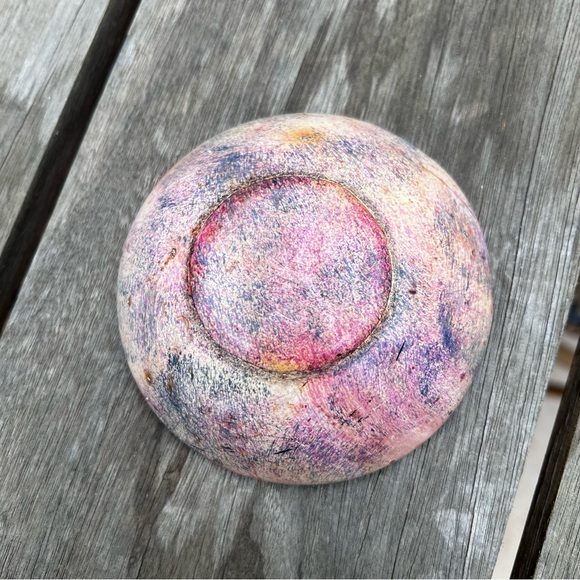 Hand Painted Carved Soapstone African Rhino Safari Print Small Bowl - Picture 2 of 3